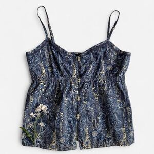 Vintage Y2K whimsical blue floral tank top